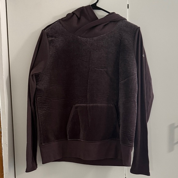 ALO Yoga Chocolate Brown Ribbed Hoodie - Picture 1 of 8